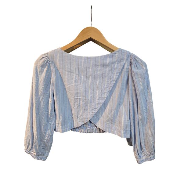 Zara Girl's Light Blue Striped Blouse, Size 13-14 - Picture 1 of 2